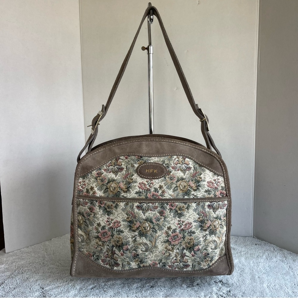 French Company VINTAGE  XS 15.5” tapestry and suede  bag made by Louis Vuitton